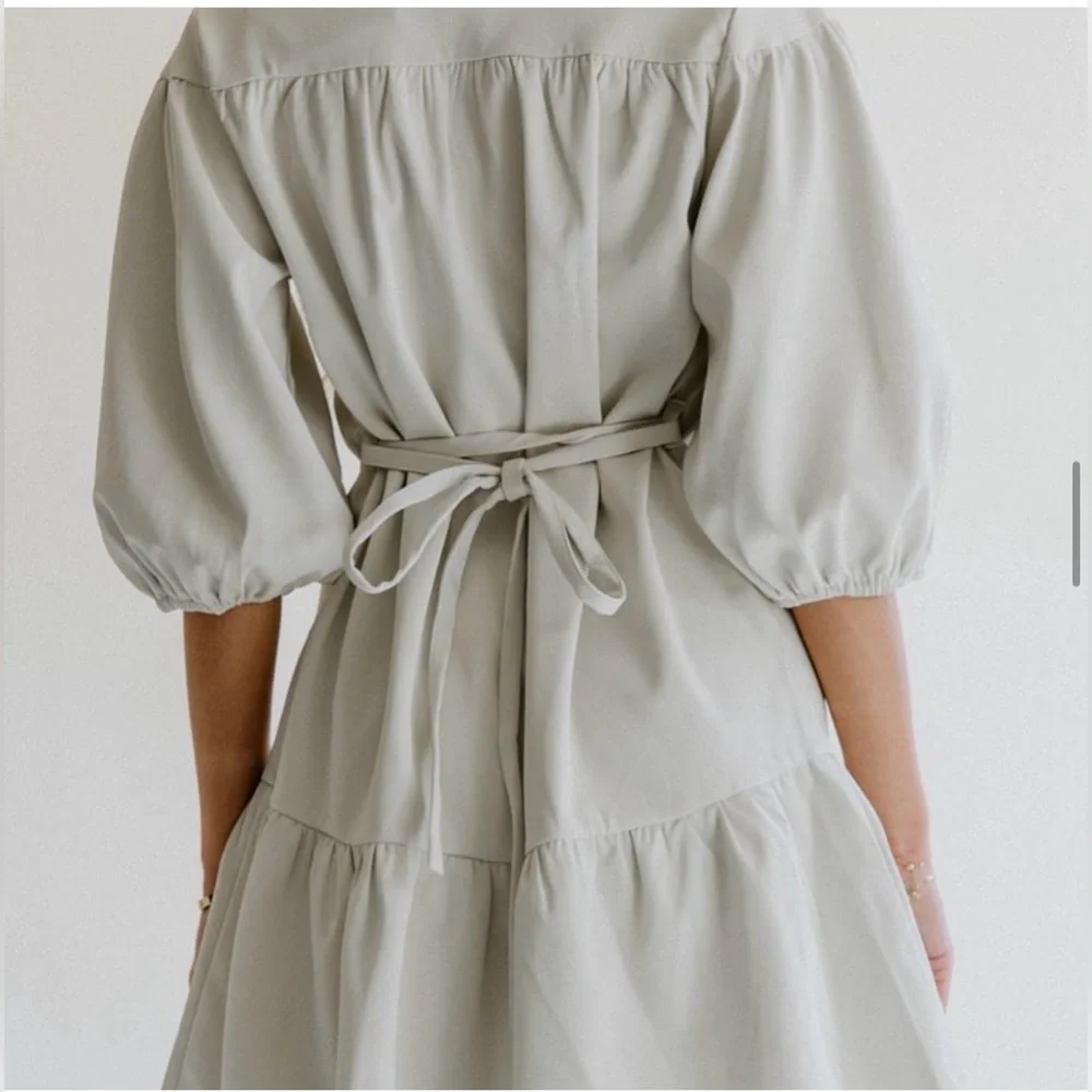 Faux leather buttoned down dress like NEW - Picture 2 of 5